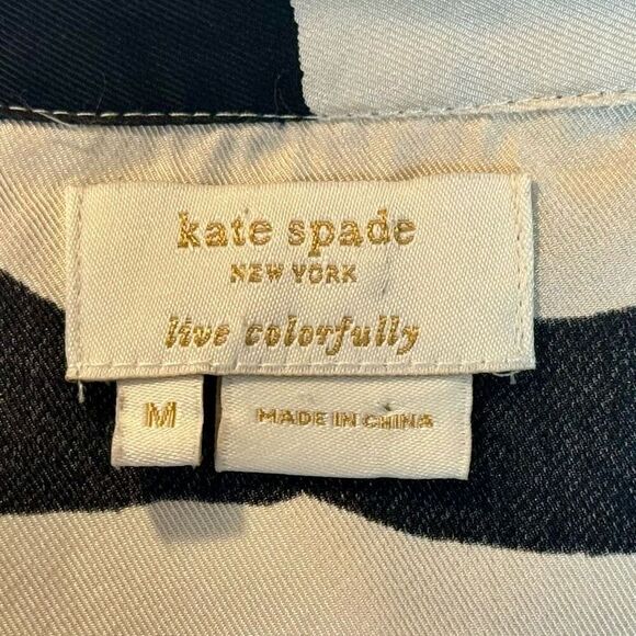 Kate Spade Catarina Zebra Print 100% Silk Ruffle Collar Tie Blouse Women's M - Picture 7 of 12